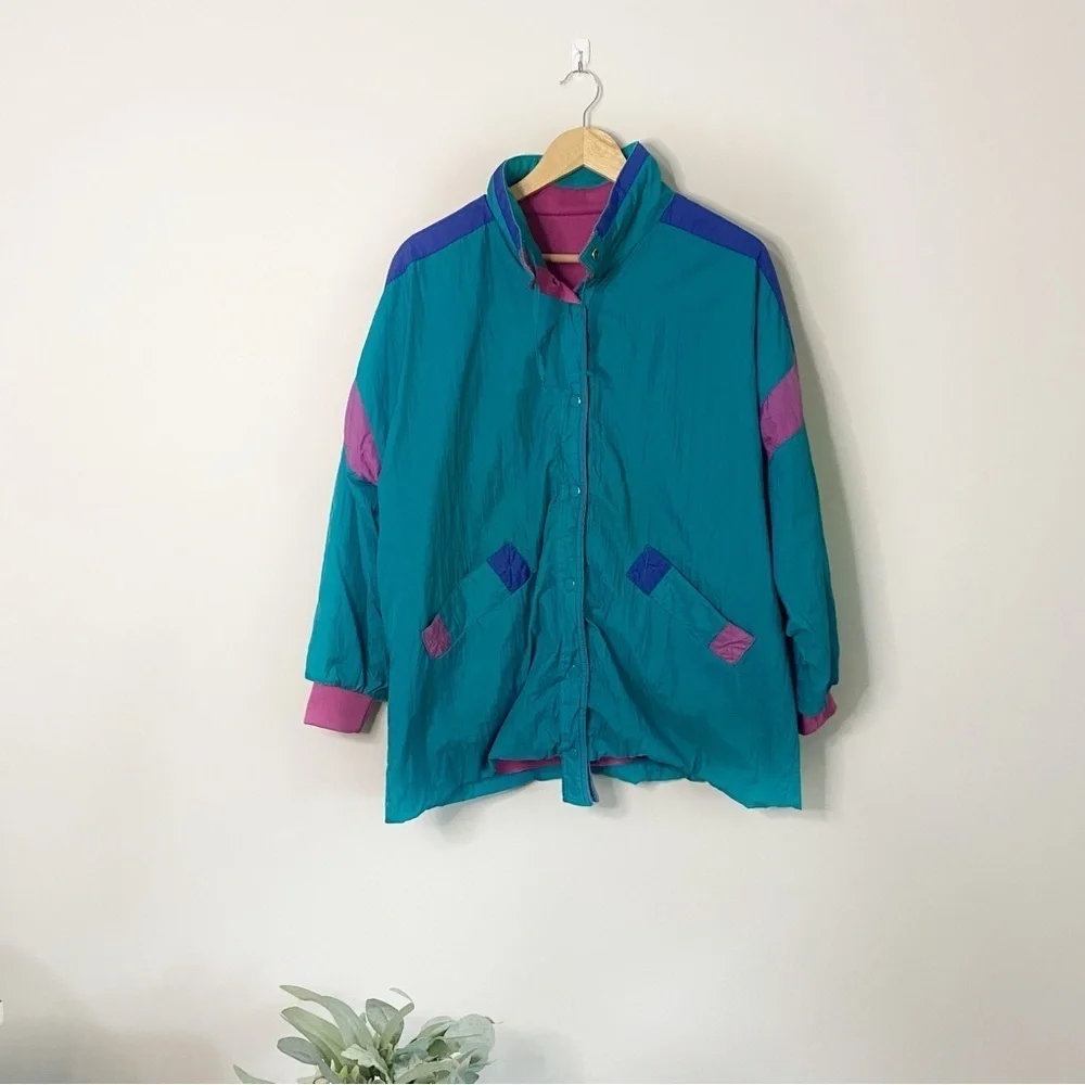 Vintage Women's 80s Style Windbreaker Full Zip Jacket